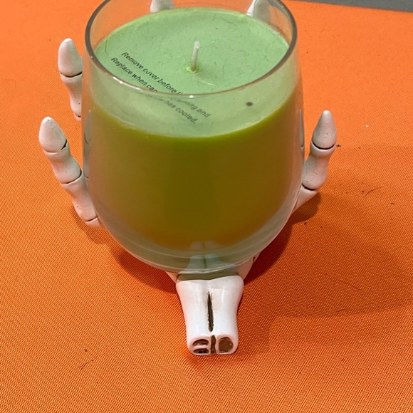 Green Candle in Skeleton Hand Holder - Picture 11 of 13